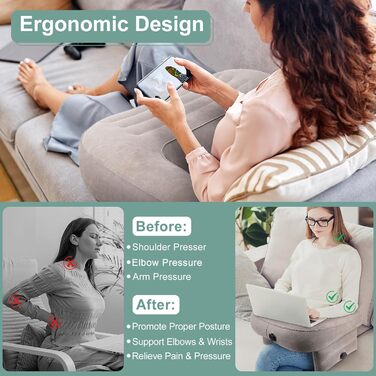 Надувна подушка для читання Wakects, подушка для колін з ПВХ, велика ігрова подушка для колін, м&39яка подушка для підлокітника ноутбука з флокованою поверхнею та 3 надувними отворами