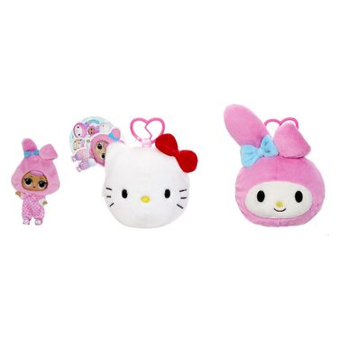 Двостороння плюшева іграшка-сюрприз. М'яка фігурка Sanrio з міні-лялькою L.O.L., 5 сюрпризів та брелок, від 4 років, 41 см