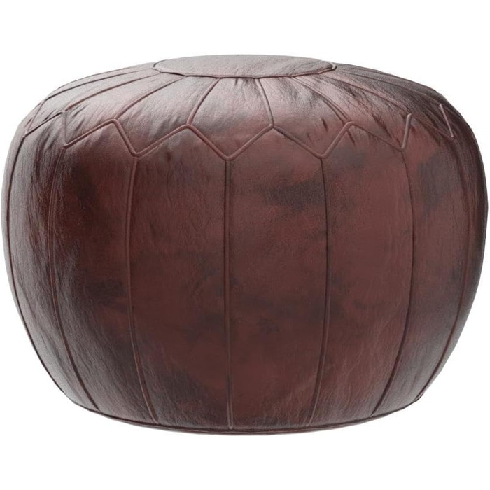 Дивіться гарний пуф великого розміру з натуральної шкіри - ручної роботи - з наповненням - пуф-мішок для ніг (медово-коричневий)