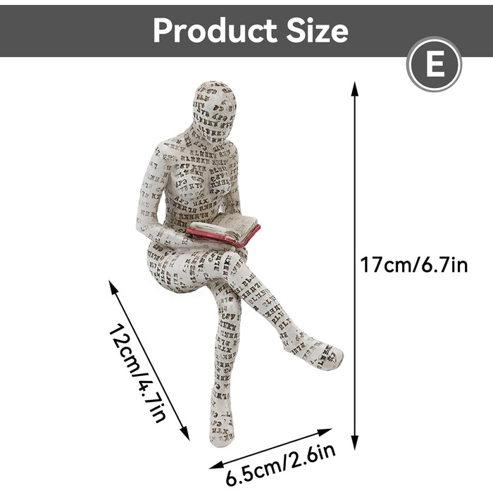 Читаюча жінка, Фігура прикраса для полиці, Маленька читаюча жінка лита скульптура, Абстрактна читаюча фігура, Скульптури, Інноваційна леді лиття целюлози, Офіс, кабінет, прикраси для книжкової полиці