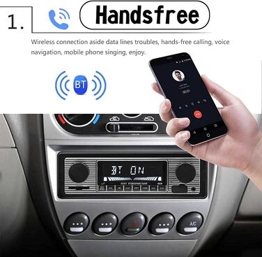 Автомобільний MP3-плеєр Bluetooth Вінтажне автомобільне радіо Bluetooth MP3-плеєр AUX Класична автомобільна стереосистема з пультом дистанційного керування