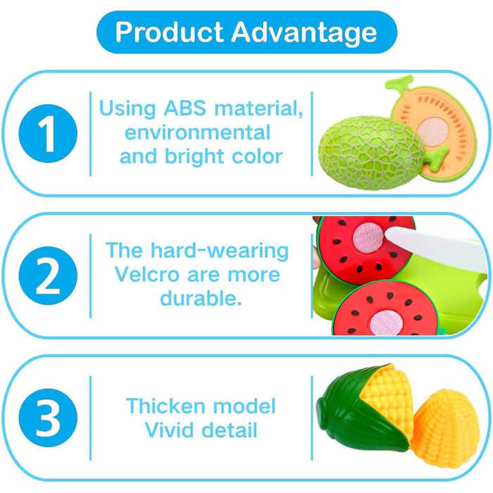 И їжа іграшка фрукти овочі іграшка рольова гра освітня кухня іграшка аксесуари, дитяча кухня симулятор для дітей від 3 років дівчаток (Синій) (Червоний), 32 шт.
