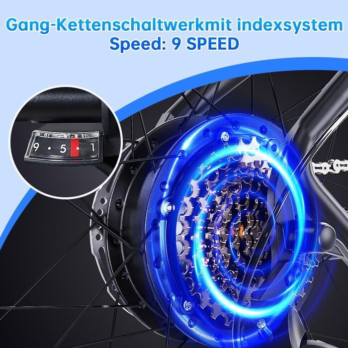 Електровелосипед M920 27,5 дюйма для дорослих 9-швидкісний електровелосипед зі змінним акумулятором 36 В 13 Аг, двигуном 250 Вт, швидкістю 25 км/год та запасом ходу до 60 км. Синій.