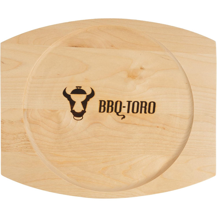 Чавунна сервірувальна сковорода BBQ-Toro з дерев'яною основою (6 шт. ) Ø 22 см - кругла вже запечена - попередньо приправлена сков