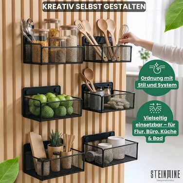 Набір аксесуарів дизайнерського виробника, полиці та настінні контейнери для настінних органайзерів та акустичні панелі для саморобних настінних полиць для офісу, кухні тощо (великий металевий дротяний кошик для настінних органайзерів без свердління) Мета