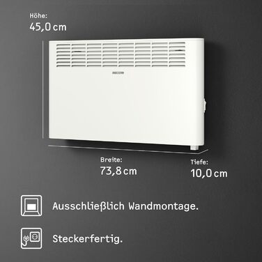 Стіновий конвектор STIEBEL ELTRON CNS 2000 Plus LCD, 2 кВт (до 25 м), з LC-дисплеєм та щотижневим таймером, енергоощадний електрообігрів, білий, металевий корпус, сертифікація TV, арт. 205857