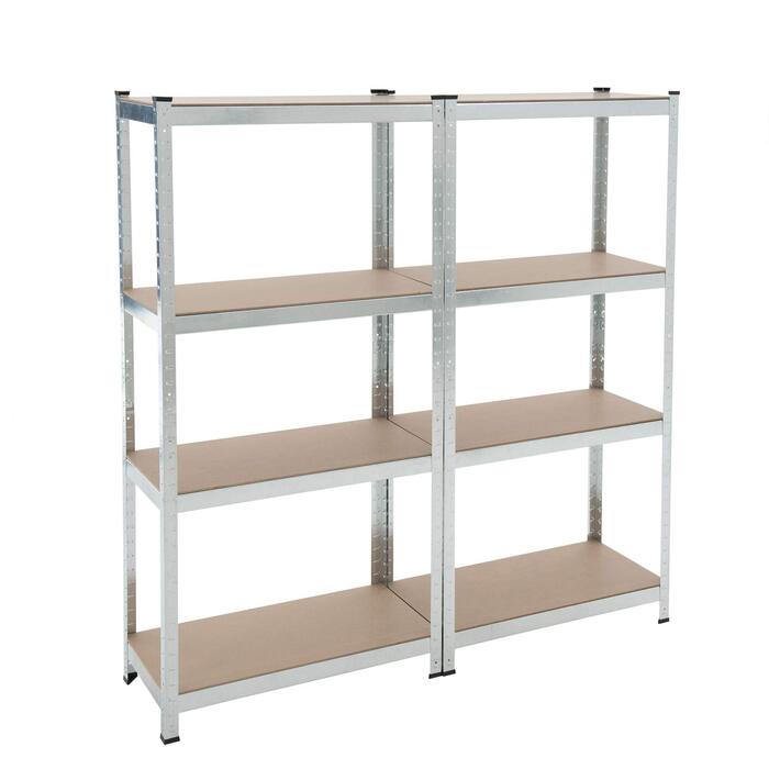 Безболтовий стелаж ESTEXO, стелажі для зберігання, 21 модель на вибір, надміцні стелажі, стелажі для підвалу, стелажі для майстерні, стелажі для робочого столу, гаражні стелажі (оцинковані / 2 шт. 160x80x40см / 640кг) 2 шт. 160x80x40см / 640кг оцинковані