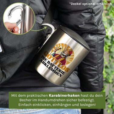 Стаканчик для пиття з нержавіючої сталі з карабіном Ідея подарунка 330 мл Стаканчик Келихи для кемпінгу Срібний класичний