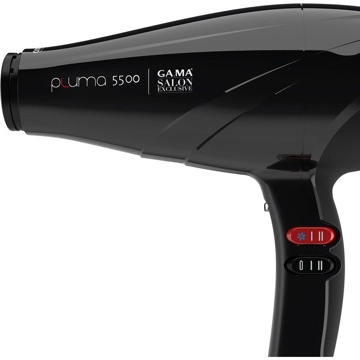 Професійний фен GA.MA Italy Pluma 5500 Oxy-Active, 2400 Вт, італійський AC-двигун, технології System C та Oxy-Active для блискучого та гладкого волосся, чорний