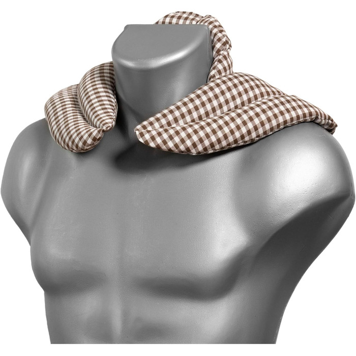 Подушка для шиї зі стійкою, коричнево-біла - подушка зі спельти - подушка для шиї, тепла подушка - подушка зі зерна спельти для шиї та плечей