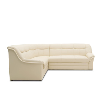 Кутовий диван DOMO. колекція Berlin, позачасовий шкіряний кутовий диван з високоякісною пружинною оббивкою, L-подібний диван зі штучної шкіри, 3-місний з правого боку, диван 205 x 250 x 89 см, бежевий (кремовий) Бежевий 3-місний з правого боку