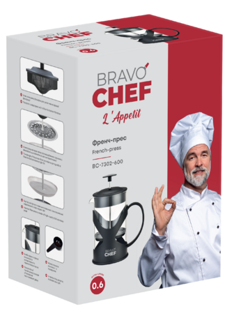 Френч-прес Bravo Chef L'Appetit, 0.6 л (6908248)