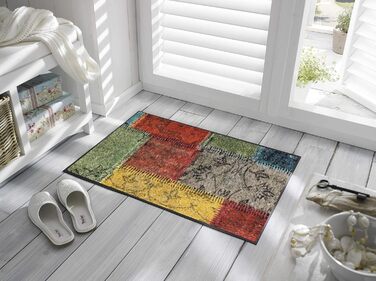 Килимок для дверей, що можна прати та сушити, вінтажні латки, 50x75 см, для використання всередині та зовні приміщень, можна прати, різнокольоровий, 50 x 75 см (прямокутний)