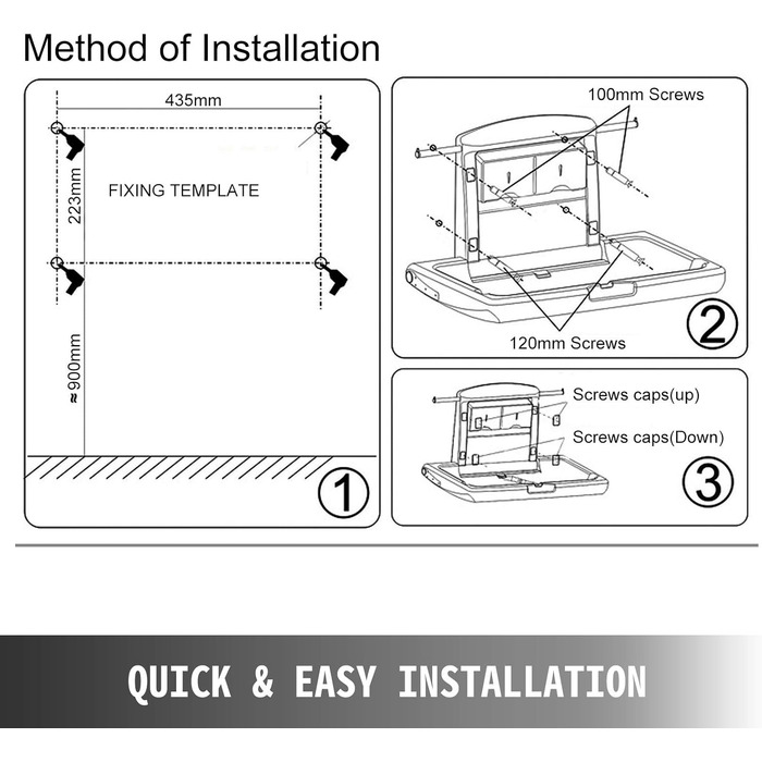 Складаний пеленальний столик/станція для сповивання немовлят VEVOR 85 x 57 x 47 см, HDPE, для бізнесу та приватного використання