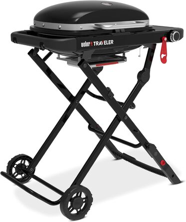 Компактний газовий гриль Weber Traveler з розкладним підставкою та колесами, модель 2026 року