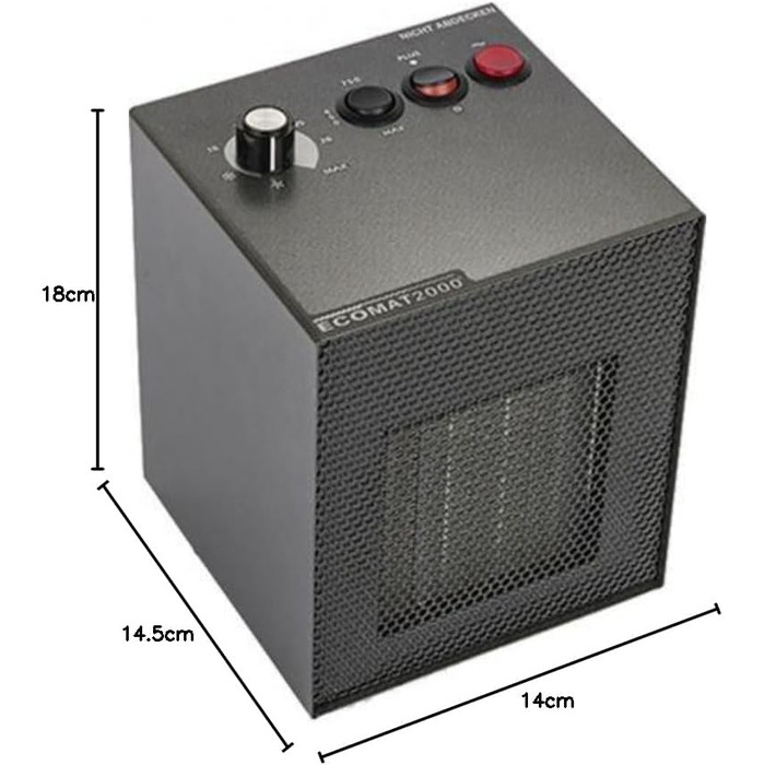 Мобільний тепловентилятор 230В 450Вт / 750Вт / 1800Вт терморегулятор автоматичне вимкнення антрацит, 2000 Classic Plus