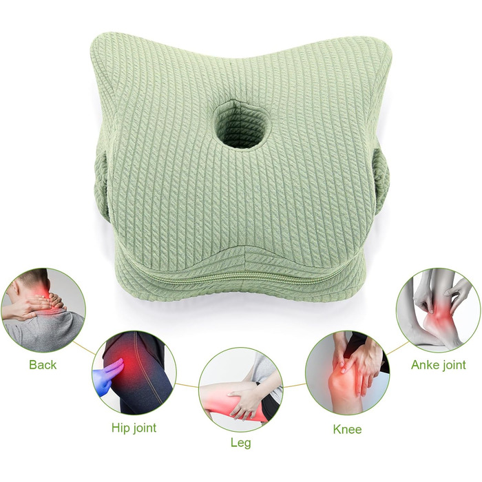 Подушка для коліна, ортопедична подушка для ніг з піни з ефектом пам&39яті при болю в стегнах, ішіасі, болю в ногах, болю в колінах, подушка для ніг вагітних для сну на боці, зелена