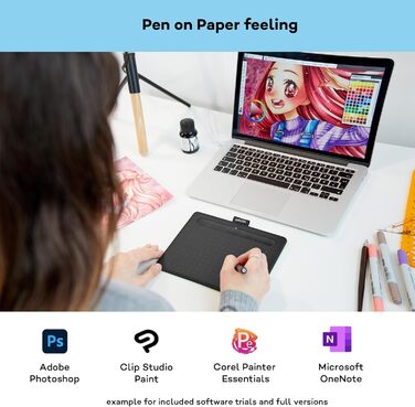 Планшет для малювання та редагування фотографій за допомогою чутливого до тиску пера Black - ідеально підходить для домашнього офісу та електронного навчання Чорний маленький кабель планшет Bluetooth