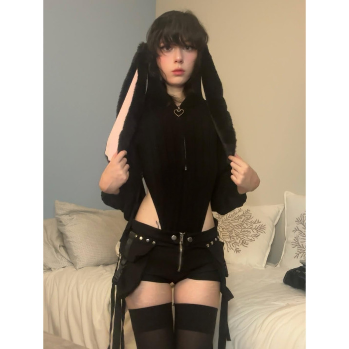 Косплей Сексуальний костюм Зайчика Косплей Білизна для жінок Костюми тварин Боді Зайчик Чорний XS-M