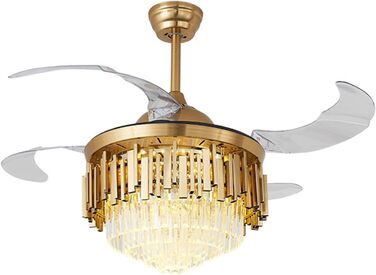 Тиха лампа вентилятора Сучасний кришталевий стельовий вентилятор круглий невидимий висувний вентилятор люстра світлодіодний з регу