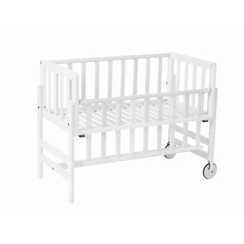 Приліжкове ліжечко Geuther Betty 45 см x 90 см Регулювання висоти у 9 напрямках з рейковою основою з масиву дерева Сталий розвиток Легке складання Білий