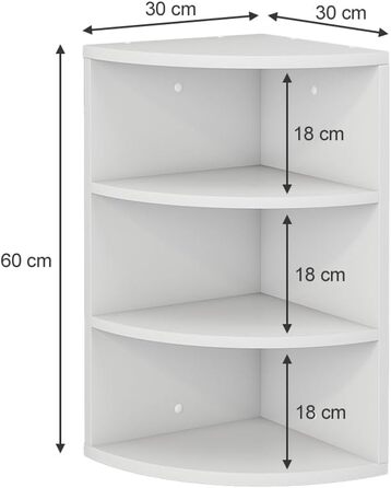 Кутова полиця Vicco Fabienne, книжкова полиця, біла, 30 x 60 см, 3 відділення
