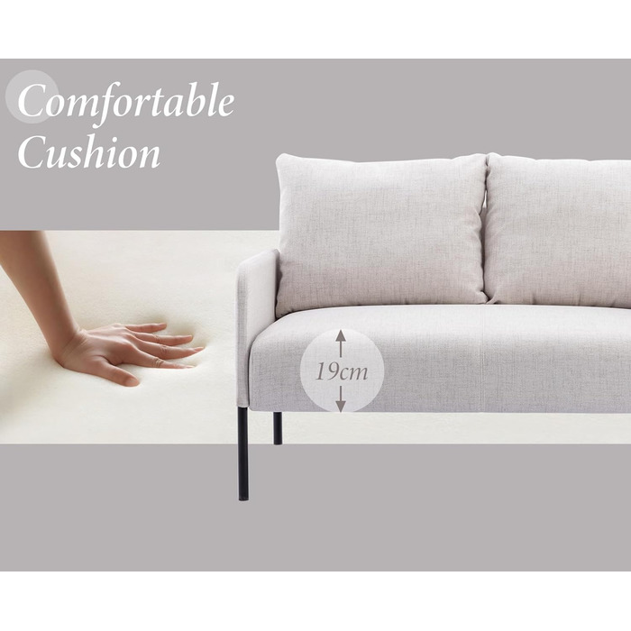 Диван Chairus 2-місний лляний двоспальний диван для вітальні Диван-диван для маленької квартири Сучасний міні-диван для спальні (бежевий) 2K (120 см x 76,5 см x 80 см) бежевий