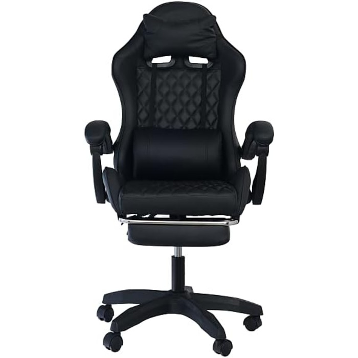 Геймерське крісло Pro-Tech Home Gaming Chair Comfort Black Ергономічне ігрове крісло з поперековою опорою, функцією гойдання та регулюванням висоти Регульоване офісне крісло для геймерів та домашнього офісу вагою до 150 кг
