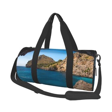 Спортивна сумка для фітнесу та подорожей з принтом Арка Мальорки, чорна, універсальний розмір