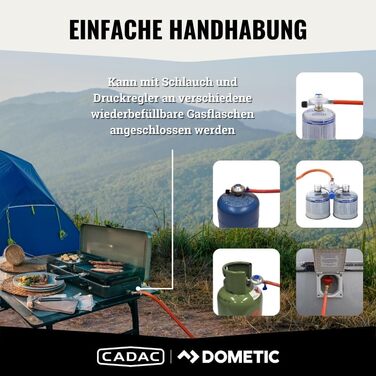 Газовий гриль для кемпінгу 2-Cook 3 Pro Deluxe - 50 мБар - Сталь, алюміній та пластик - Газова плита для кемпінгу - вкл. кулінарна книга для кемпінгу та сумка для перенесення Pro Deluxe 50 мБар кулінарна книга для кемпінгу