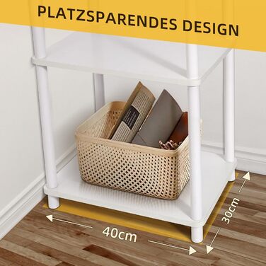 Полиця, книжкова шафа, 6 полиць Біла вузька багатоярусна висока окремостояча полиця, тонка кутова полиця, вінтажні відкриті полиці для спальні та вітальні, 160 x 40 x 30 см Біла 6 рівнів, 40 см (Ш)