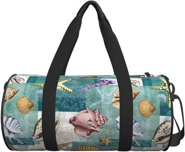 Дорожня сумка-циліндр з морським дизайном (мушлі, морські їжаки, гребінці), спортивна сумка для чоловіків та жінок, пляжна сумка, спортивний баул