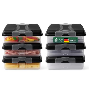 Контейнери для зберігання продуктів Novaliv 6 шт. з 6 кришками, що штабелюються для холодильника та морозильної камери, набір контейнерів для зберігання продуктів, коробка-органайзер для м&39ясної нарізки, ковбас, сиру, фруктів, овочів, коробка для пригот