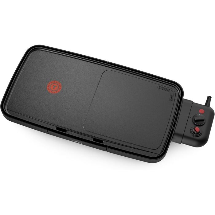 Електричний гриль Tefal Plancha Booster CB6428, 2200 Вт, збільшена робоча поверхня, Boost-зона, 6 рівнів температури, суцільна гриль-платформа, піддон для жиру, Thermo-Spot, чорний