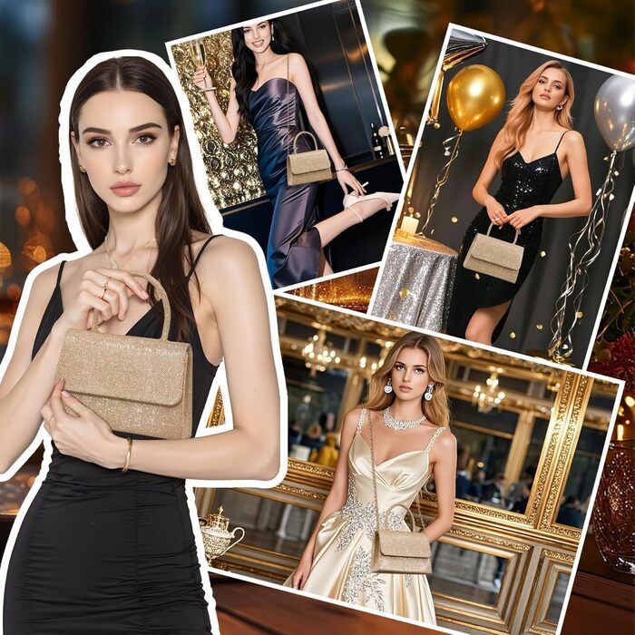 Клатч Larcenciel, блискуча жіноча сумочка зі знімним ланцюжком, металева вечірня сумка з блискітками для весілля, вечірки, побачення, золоті блискітки