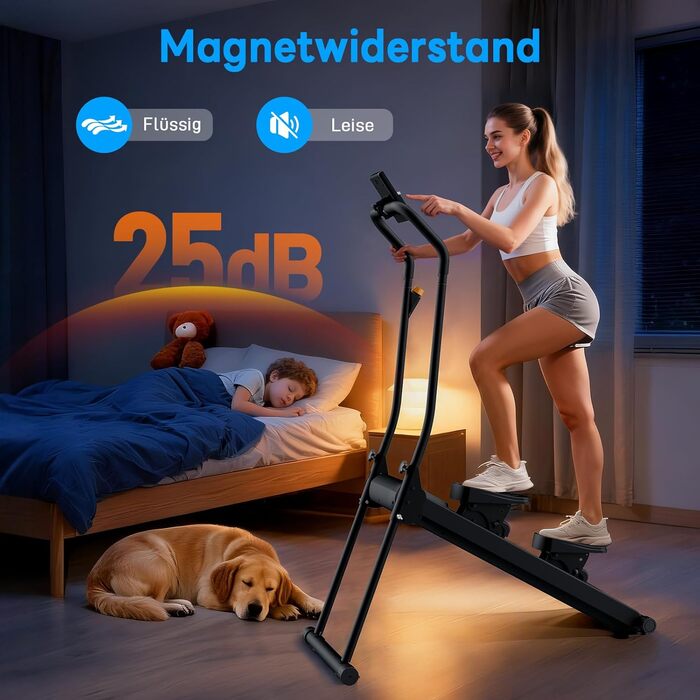 Магнітний степер HXD-ERGO 2025 для домашнього використання, тихий складаний степер для сходів з регульованою рамою та кутом нахилу педалей, домашній тренажер для тренувань усього тіла (темно-сірий)