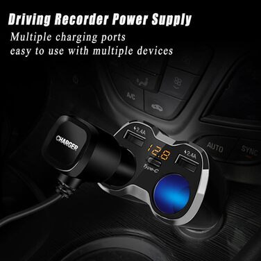 Автомобільний зарядний пристрій прикурювач розподільник адаптер розгалужувач тип C автомобільний зарядний пристрій 2 відділення ро