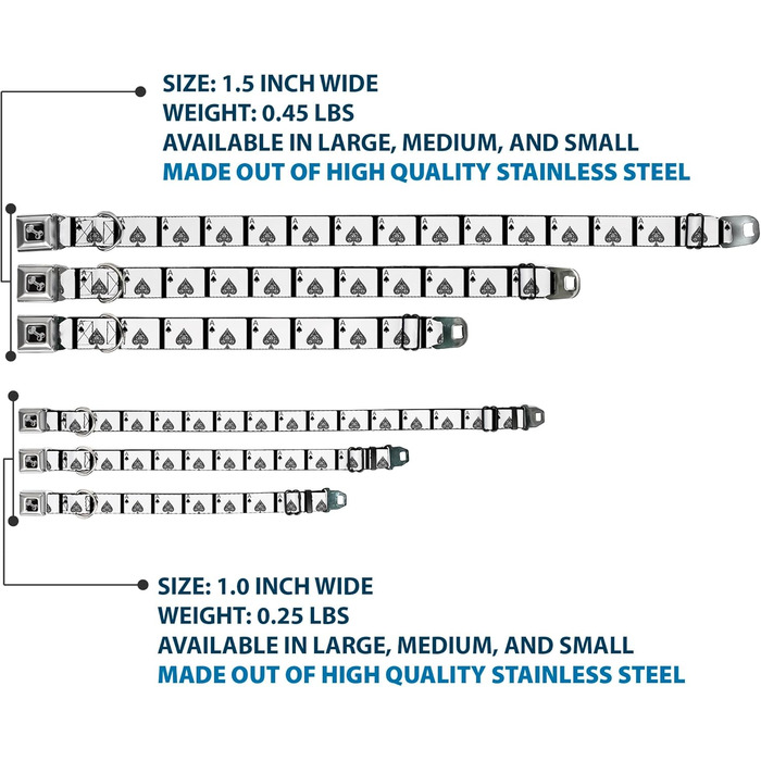 Нашийник Buckle-Down, застібка типу автомобільний ремінь, візерунок Піка, багатоколірний, ширина 2,5 см, для обхвату шиї 38-66 см, розмір L (DC-W30136-L)