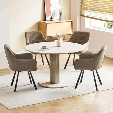 Комплект стільців для їдальні з 4 шт. , обертові крісла, поворот на 360, сучасне м&39яке крісло з оксамиту, стільці для їдальні, кухонне крісло, вітальня, кабінет, спальня, коричневий, 4 обертових крісла