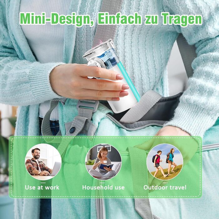 Інгалятор дитячий, інгалятор для дорослих дитячий, інгалятор небулайзер, інгалятор дитячий немовля, з маскою та насадкою від респіраторних захворювань Ефективний, підходить для сімейних подорожей (зелений)