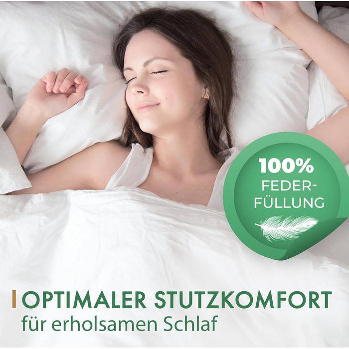 Пухова подушка 80x80 см, виготовлена в Німеччині - 100 пір&39яний наповнювач - пір&39яна подушка з бавовняним чохлом - сертифікована Oeko-Tex - подушка для спокійного сну - подушка - комплект з , 80x80 см