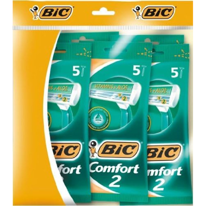 Чоловіча одноразова бритва з двома лезами BIC Comfort 2 5 упаковок по 5 шт.