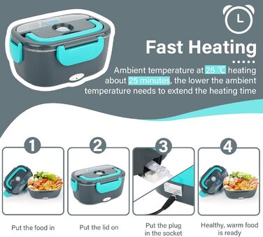 Електричний ланчбокс VMUTGA 1,5 л, 60 Вт, з підігрівом від 12В/24В/220В. Термоконтейнер для гарячих обідів з сумкою, виделкою та ложкою з нержавіючої сталі для автомобіля, вантажівки, офісу.