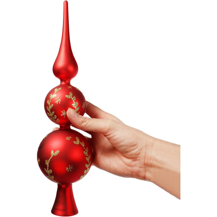 Новорічна верхівка для ялинки 30 см червоно-золотистого кольору com-four