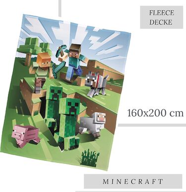 Флісова ковдра Character World Minecraft 160x200 см - Коралова флісова ковдра Фігурки Minecraft Фан-товари для дітей, підлітків та дорослих - Покривало