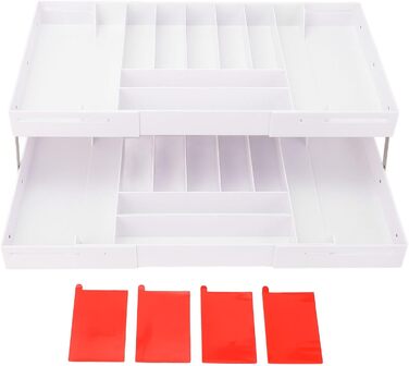 Органайзер для шухляд, складний, стильний, компактний, розширюваний органайзер для столу на кухні та туалетному столику, виготовлений з високоякісного пластику (білого кольору)