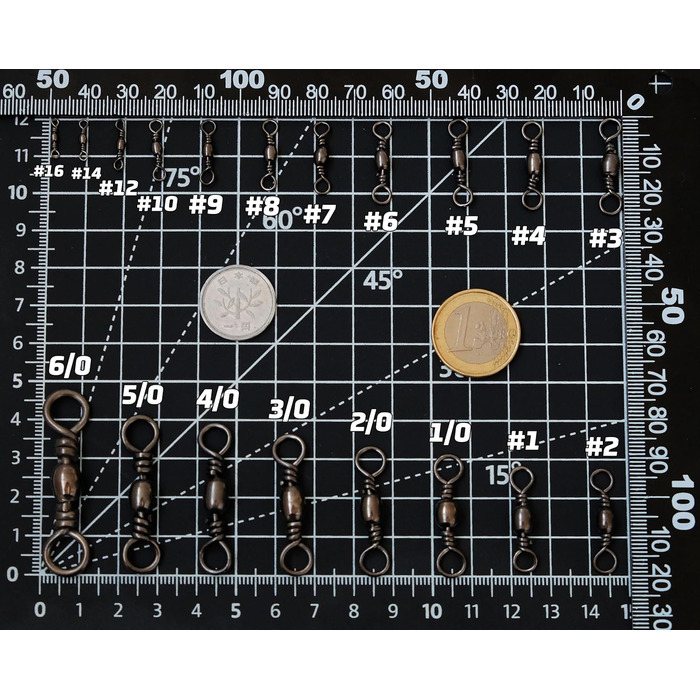 Рибальські вертлюги Поворотний бочонок Поворотний аксесуар для риболовлі Набір вертлюгів надзвичайно міцний для лову щуки 16-6/0, 50/100 шт.
