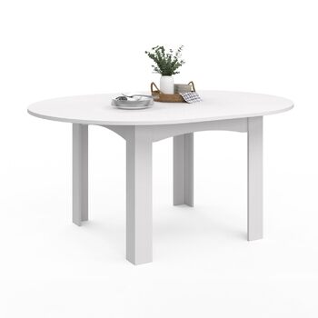 Розкладний круглий обідній стіл DONA 4-8 персон білий 110-150 см