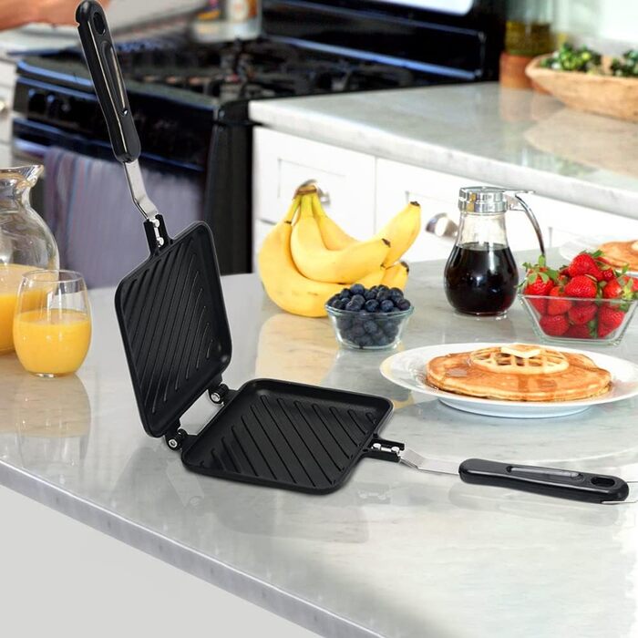 Чавунна вафельниця, вафельниця Міні-вафельниця Паніні Гаряча бутербродниця Сковорода з антипригарним покриттям Домашня кухня Машина для сніданку