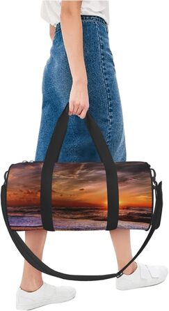 Спортивна сумка, дорожня сумка, пляжна сумка, принт Схід сонця, сумка на нічліг, чорна, універсальний розмір, сумка для подорожей